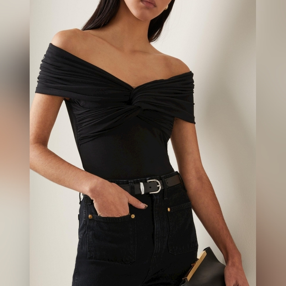 Khaite Cerise Off the Shoulder Bodysuit Black